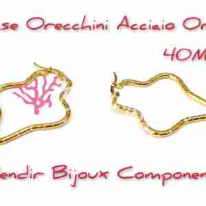 perni orecchini acciaio oro fiore serigrafat