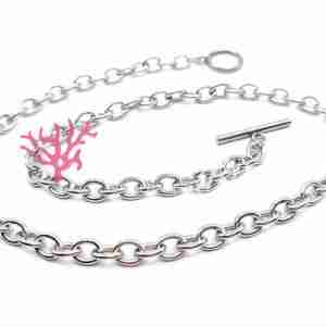 Base Collana #19 Acciaio Ovale Chiusura a T Tonda