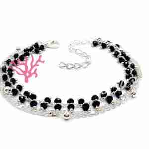Base Bracciale #13 Multifilo Cristalli Neri