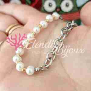 Base Bracciale #53 Demichain Acciaio Perle e Perline Oro