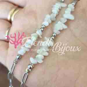 Base Bracciale #25 Acciaio e Chips in Pietra