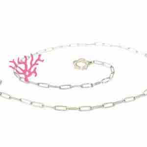 Base Collana #05 Acciaio Ovale Chiusura a T Fiore