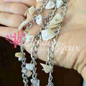 Base Bracciale #08 Nuggets Chips in Madreperla Bianco