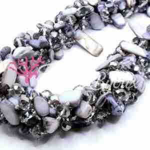 Filo Cristalli e Madreperla XL #06 da 120 cm Grigio Argento
