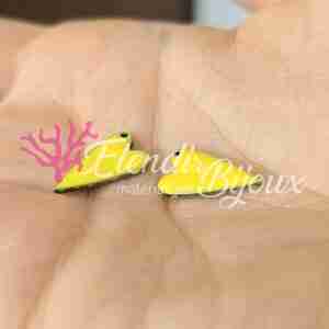 Ciondolo #123 Cuore Smaltato 2 Lati Acciaio 8x15 mm Giallo