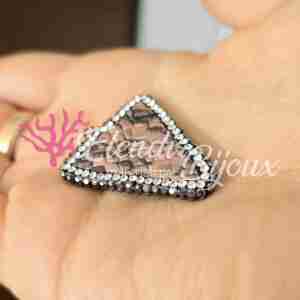 Ciondolo #77 Pelle Maculata Marrone Marcasite e Strass 28x36