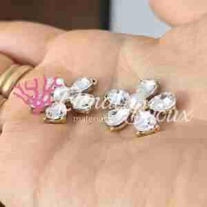 Ciondolo #54 Fiore Cristallo e Perla Crystal Oro 20x23 mm