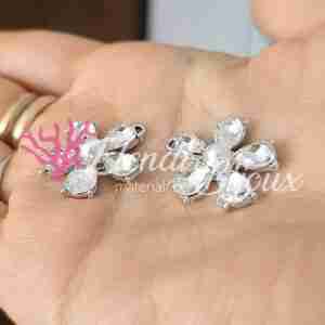 Ciondolo #55 Fiore Cristallo e Perla Crystal Argento 20x23 mm