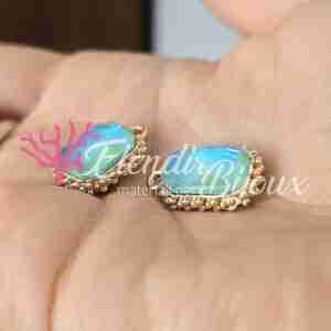 Ciondolo #35 Rettangolare Cristallo 13x21 mm Tiffany Azzurro