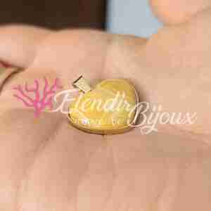 Ciondolo #06 Cuore Acciaio Oro 3D Resina Giallo