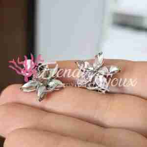 Clips per Orecchini #02 Cristallo Fiore Rosa