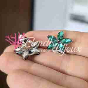 Clips per Orecchini #06 Cristallo Fiore Verde