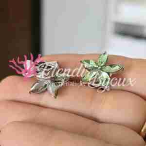Clips per Orecchini #01 Cristallo Fiore Verde