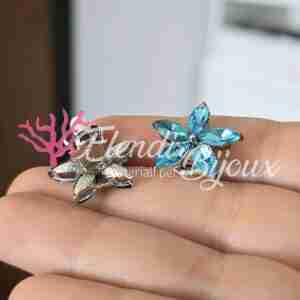 Clips per Orecchini #04 Cristallo Fiore Azzurro