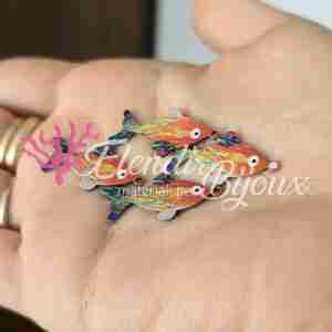 Ciondolo #252 Pesce Arancione Multicolor Acciaio 13x25 mm