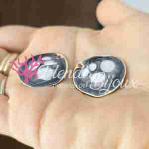 Ciondolo #218 Greco Grigio Smaltato Irregolare 24 mm