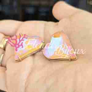 Ciondolo #377 Cuore Rosa Salmone Boreale Cristallo 26 mm