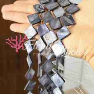 Madreperla #14 Quadrato Grigio Rombo Conchiglia 16 mm