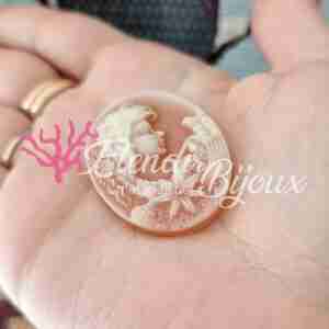 Ciondolo #431 Cammeo Rosa Donna Cabochon 30x40 mm
