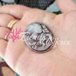 Cabochon #01 Cammeo Marrone Donna 30x40 mm. NO FORO