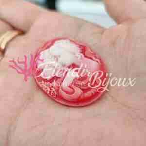 Ciondolo #426 Cammeo Rosso Ragazze Cabochon 30x40 mm