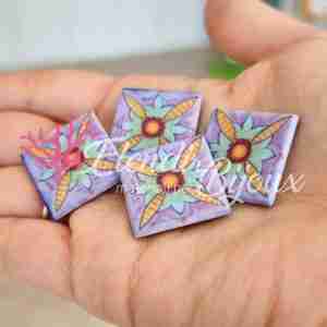 Ciondolo #441 Mattonella Viole Fiore 23.5 mm