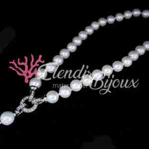 Perle di Maiorca Conchiglia #61 Bianca Tondi e Goccia Strass Collana