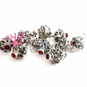 Ciondolo Bottone Sardo #455 Corallo Zama Argento 10x15 mm