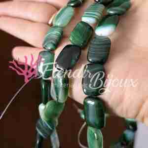Agata Rettangolare Verde #60 Striata Liscia 18x13 mm