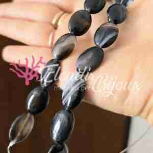 Agata Ovale Nera #59 Striata Liscia 20x15 mm