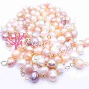 Connettori Multicolor Perla di Fiume 6/8 mm #191. 10 Pezzi AAA