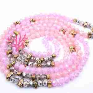 Cristalli 6x4 Rosa #100 XL da 120 cm Sfumati Rondelle Collana