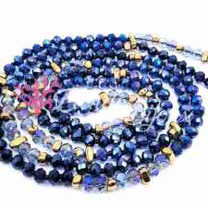 Cristalli 6x4 Blu #106 Notte XL da 120 cm Sfumato Rondelle Collana