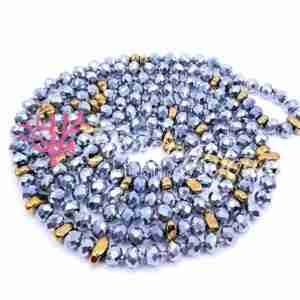 Cristalli 6x4 Argento #102 XL da 120 cm Metal Rondelle Collana