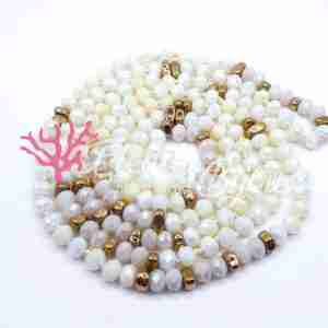 Cristalli 6x4 Bianco #105 Latte XL da 120 cm Sfumato Rondelle Collana