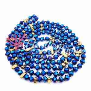 Cristalli 6x4 Blu #96 XL da 120 cm Metal Rondelle Collana