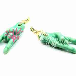 Ciondoli Mano Corna Tiffany in Ceramica 10x23 mm con Portaciondolo Zircone #546