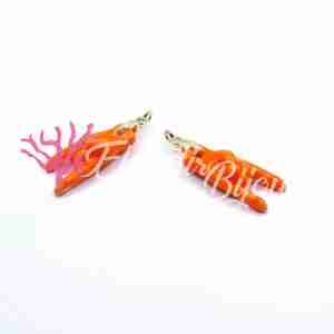 Ciondoli Mano Corna Arancione in Ceramica 10x23 mm con Portaciondolo Zircone #554