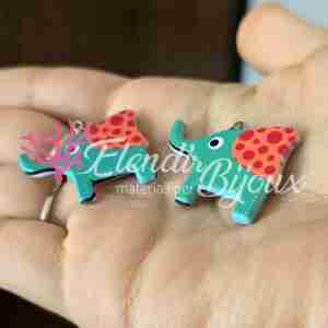 Ciondolo Elefante in Resina Tiffany 23x31 mm #528