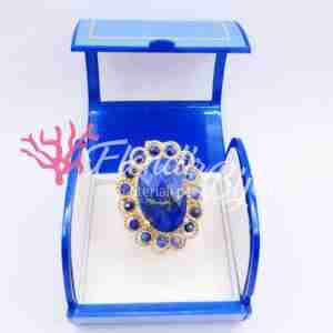 Anello Ovale Lapislazzuli Blu su Base in Filigrana Regolabile 24x30 mm