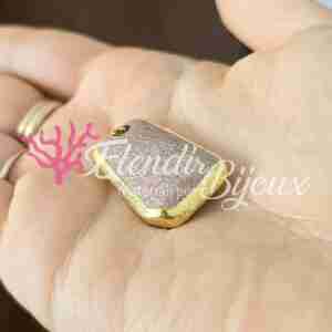Ciondolo Agata Beige Bordo Oro #327 Trapezio 30x20mm