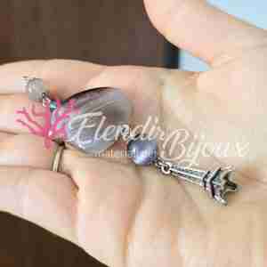 Ciondolo Maxi Agata Marrone e Occhio di Gatto Grigio #746 Zama 90x26 mm