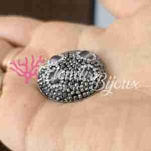 Ciondolo Marcasite Ametista Viola #781 Strass Tondo 30 mm