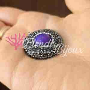 Ciondolo Marcasite Giada Viola #780 Tondo 30 mm